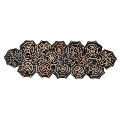 Elegant Beaded Spiderweb Table Runner - 12"x36"