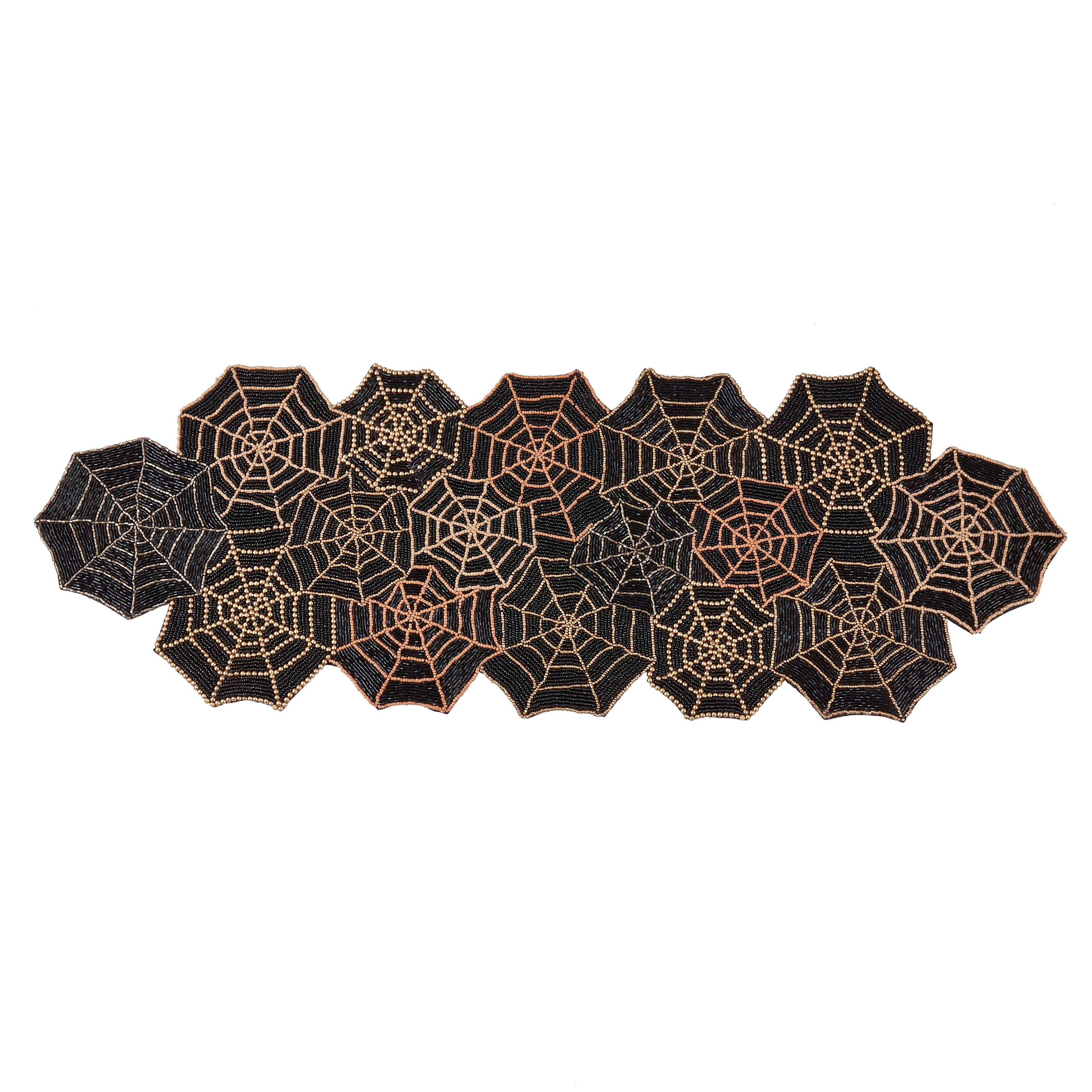 Elegant Beaded Spiderweb Table Runner - 12"x36"