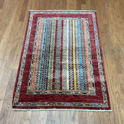 HERAT ORIENTAL Hand-knotted Super Kazak Khorjeen Design Wool Rug - 3'4" x 4'10"