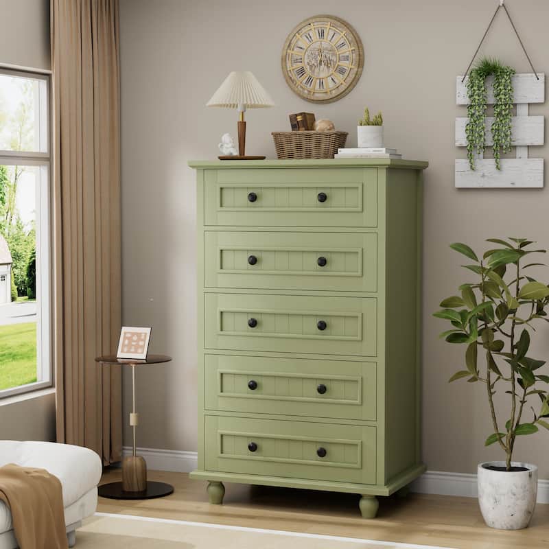 Vintage 5 Drawers Chest Classic Storage Cabinet with Metal Handle