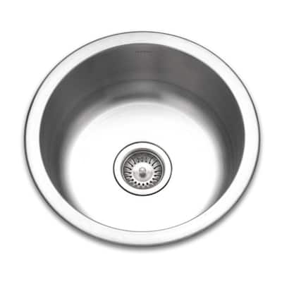 Houzer 17-1/2" Single Basin Undermount Stainless Steel Bar Sink with - Stainless Steel