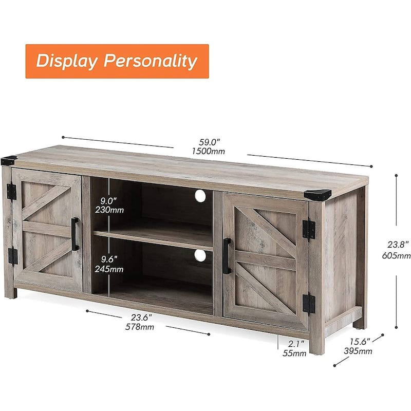 Farmhouse Barndoor TV Stand Entertainment Center for TVs up to 70-inch