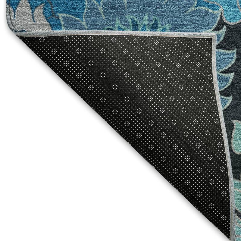 Machine Washable Indoor/ Outdoor Modern Floral Chantille Rug