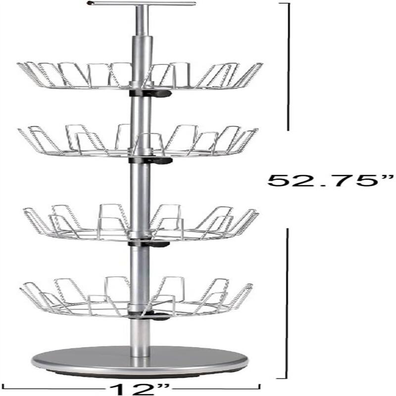 4 Tier Revolving Shoe Tree - 12"D x 12"W x 52"H