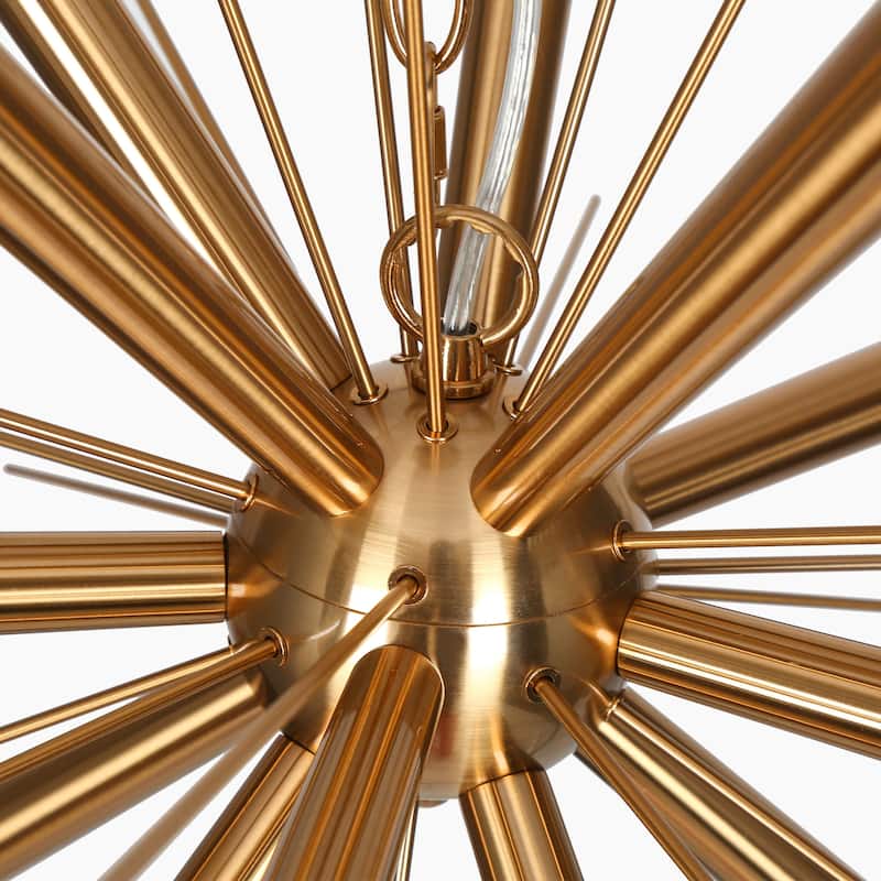 Mid-century Modern Gold 15-Light LED Sputnik Chandelier for Living Room Hall Foyer - D25.2"*H18.9"
