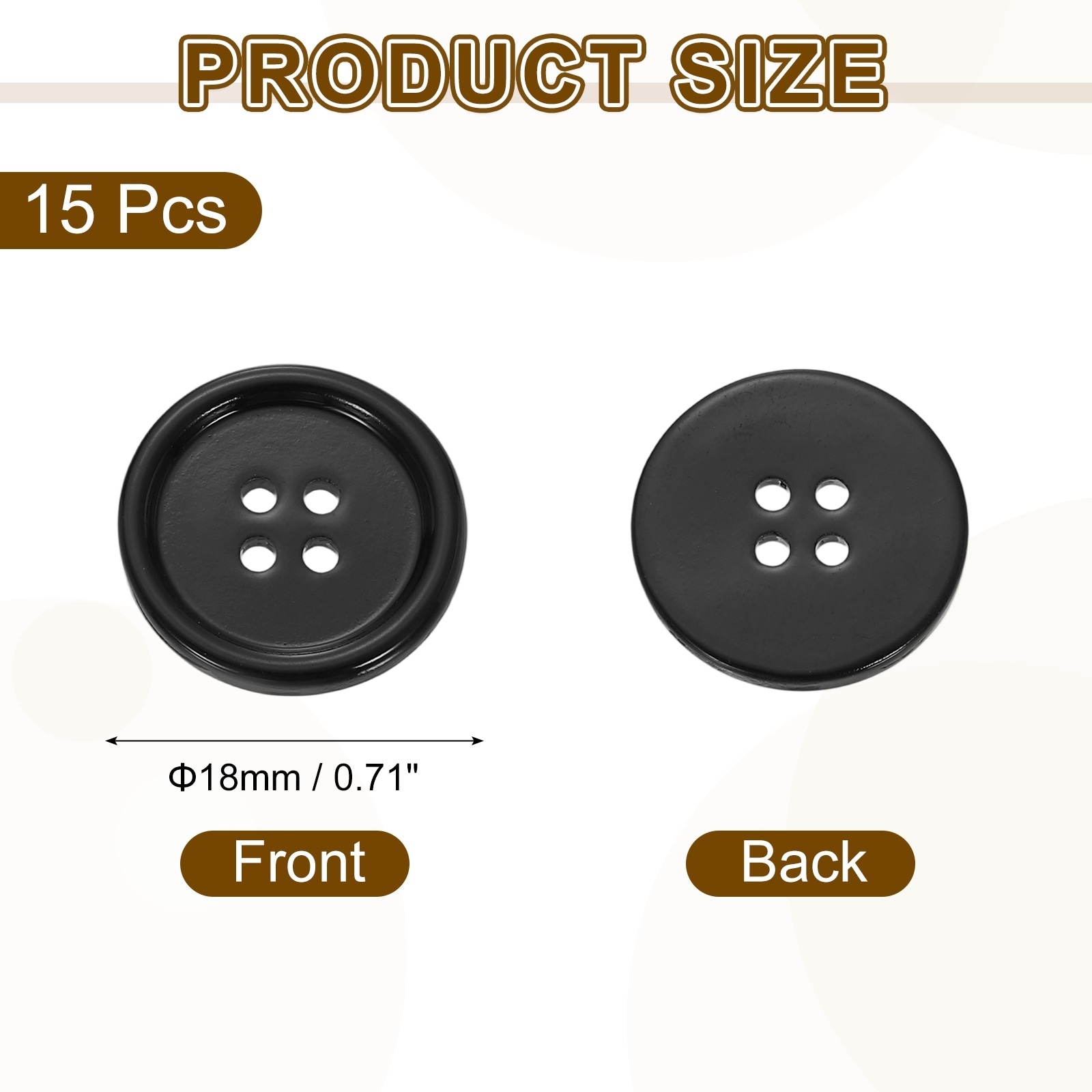 Natural Shell Buttons, Round Shell Craft Sewing Button, Decorative Accessories for Coats DIY Projects - Black