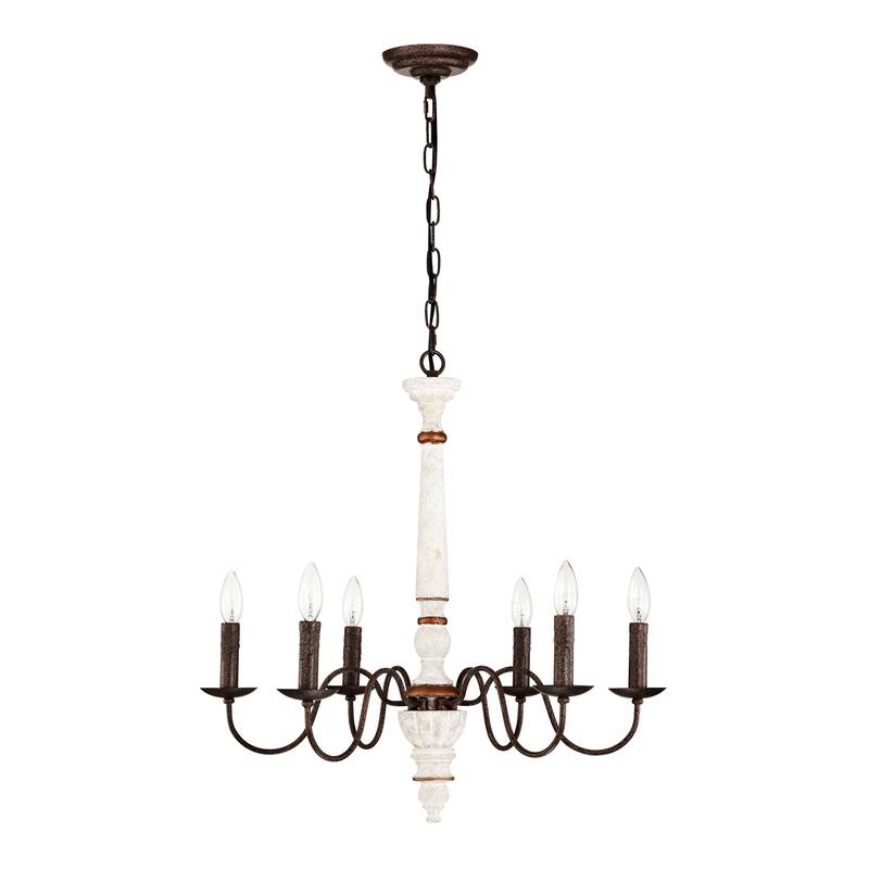 Retro white and Rust Color Chandelier With Light Fixture 6 Light Pendant Light Fixtures for Dining Room, Lobby, Kitchen