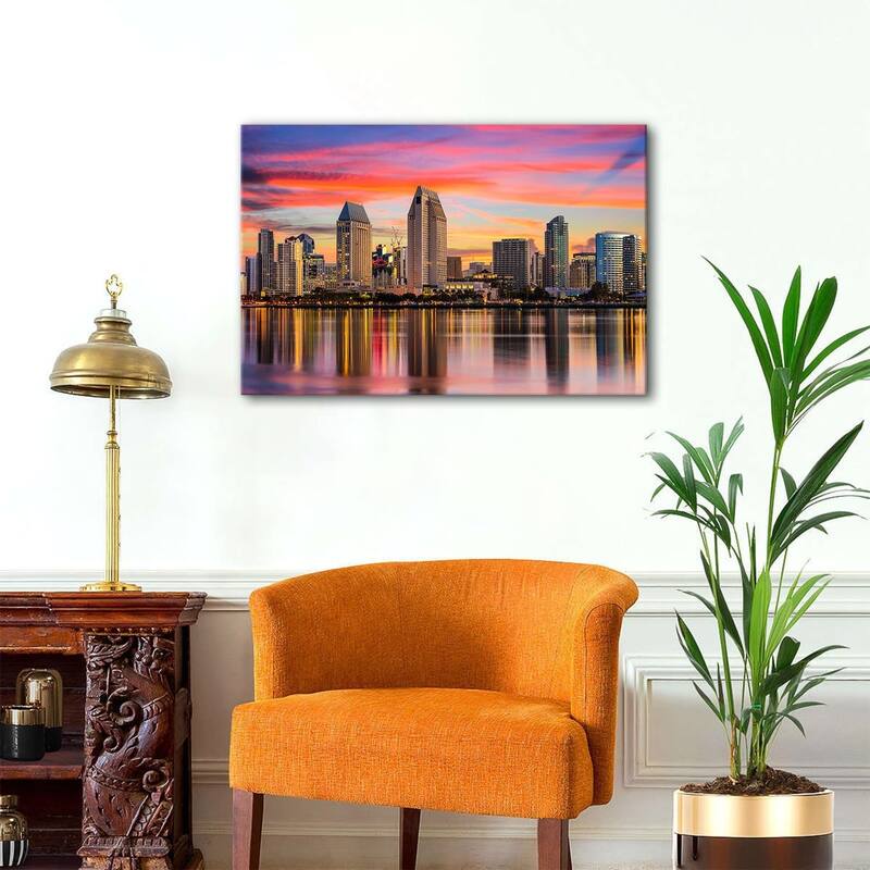 USA City Canvas Wall Art Sunset San Diego Skyline Pictures