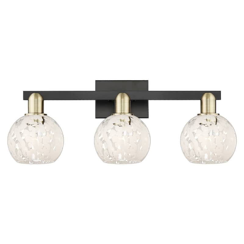 Innovations Lighting 716-3W-10-25 White Mouchette Vanity White - Black Antique Brass / White Mouchette