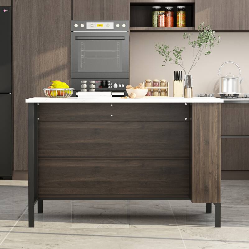 Kitchen Island w/Storage Island Table Kitchen Table w/Large Workspace