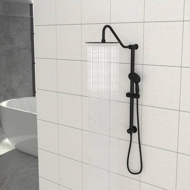 Topcraft Wall Mount 10-Inch Rain Showerhead with Multi-Function Handheld Showerhead