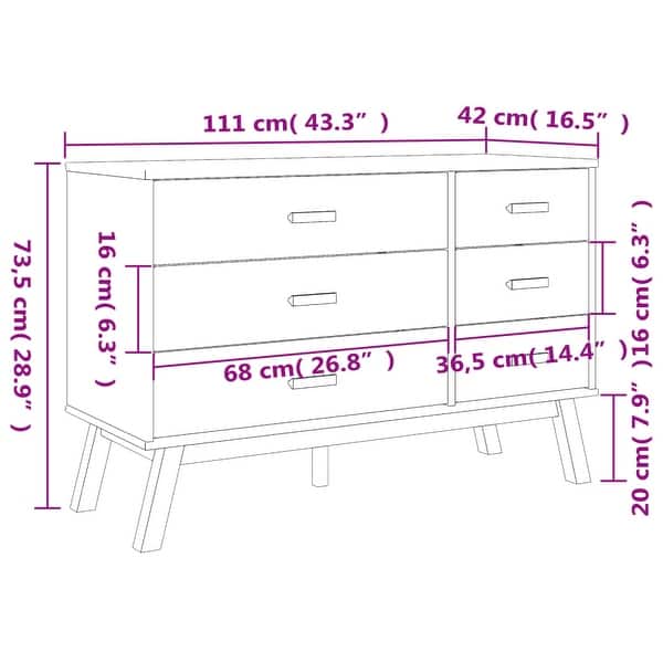 vidaXL Drawer Cabinet OLDEN Brown Solid Wood Pine