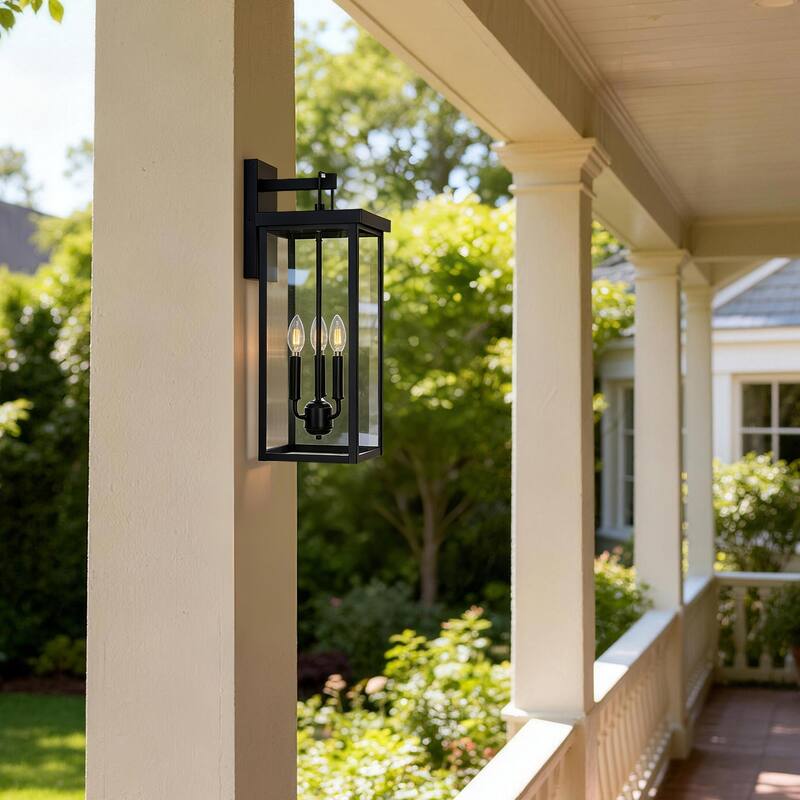 Outdoor Iron Rectangular Wall Light - Single - Large