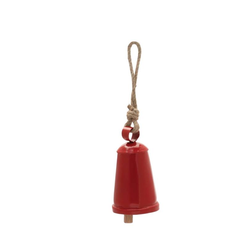 HomeRoots Set of Four Red And Natural Holiday Bell Shaped Ornaments