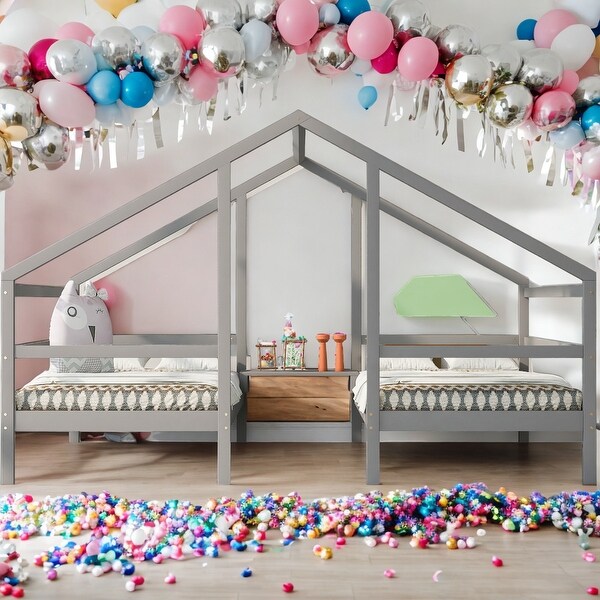 2 in 1 Beds House Shaped Metal Twin Size House Platform Beds