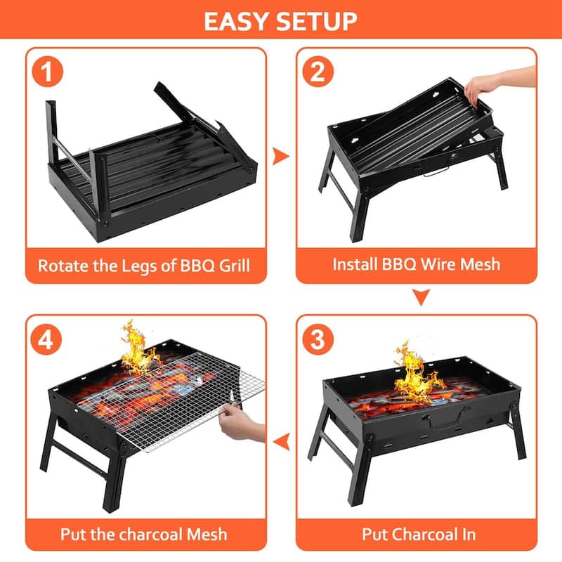 Foldable Smoker Grill Portable Lightweight BBQ Charcoal Grill