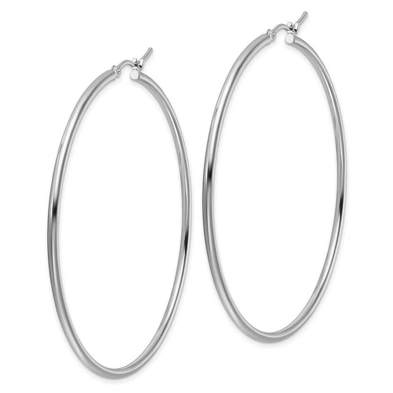 Curata 14k White Gold Polished Hoop Earrings - 60x60mm
