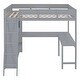 preview thumbnail 12 of 33, Full Size Wood Loft Bed with Desk and Shelf,Guardrail