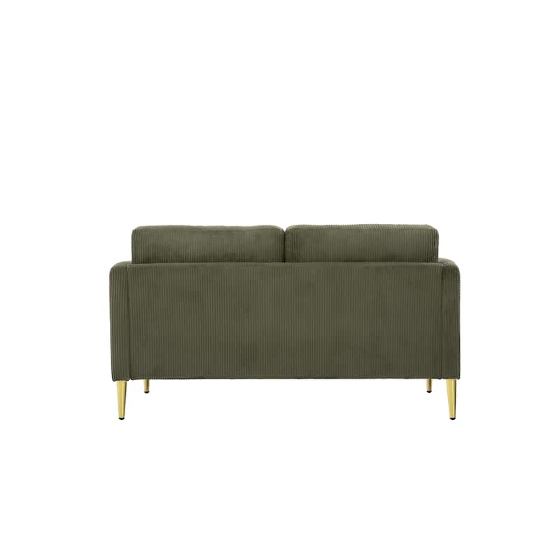 60.63" W Mid-Century Corduroy Fabric Loveseat with Tuxedo Arm
