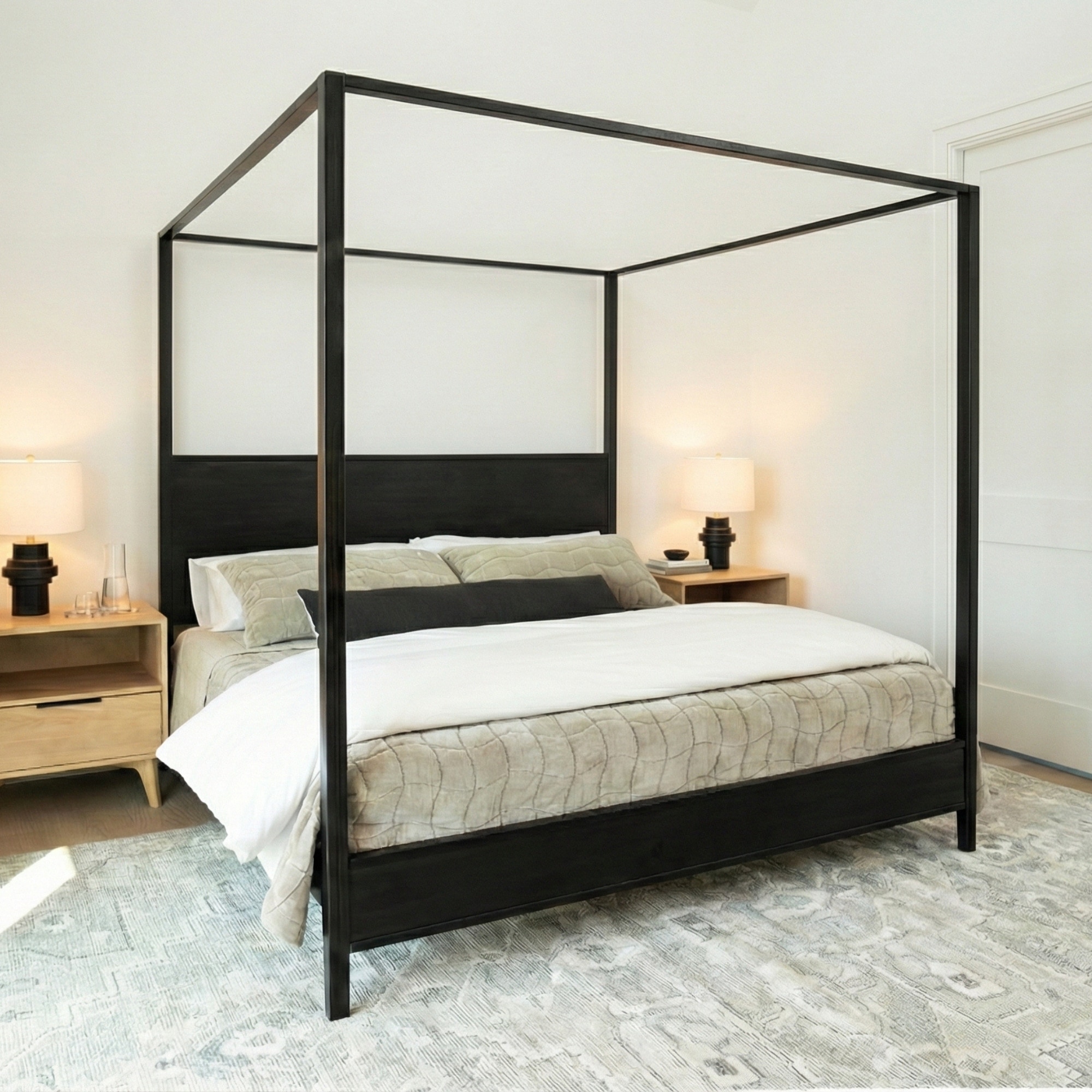 Haven King Canopy Bed with Wood Headboard