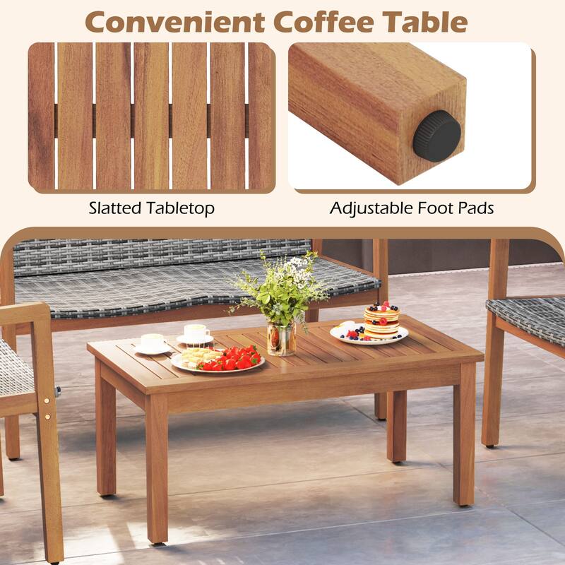 Gymax 8 Pieces Patio Furniture Set PE Rattan Patio Bistro Set w/
