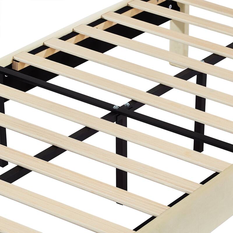 VECELO Upholstered Bed Frames with Height Adjustable Headboard