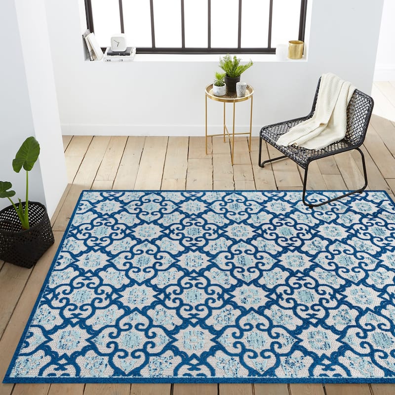 JONATHAN Y Crisantemo Tile Trellis High-Low Indoor/Outdoor Area Rug