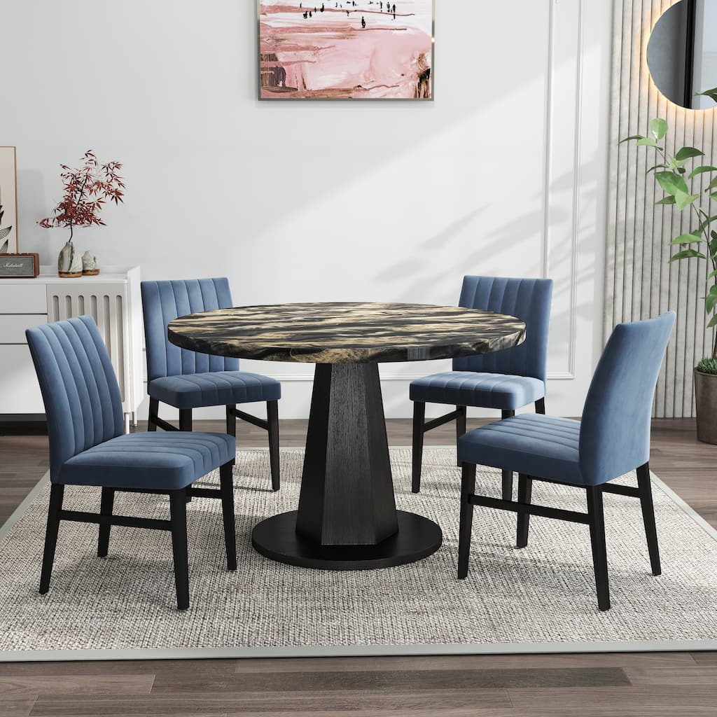 Roundhill Furniture Cavira 5-Piece Round Modern Dining Set