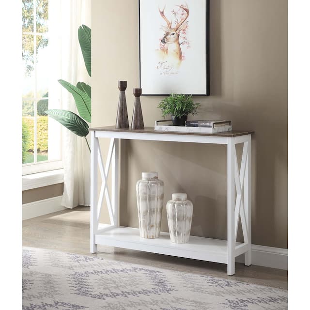 Copper Grove Cranesbill X-base Console Table - Driftwood/White