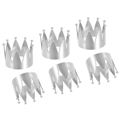Napkin Rings, 6pcs 43mm ID Alloy Crown Shape Napkin Buckles, Silver Tone