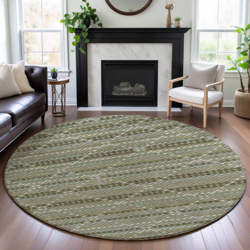 Premium Washable Super Soft Trellis Ombre Mayfield Rug - Aloe - 8' x 8'