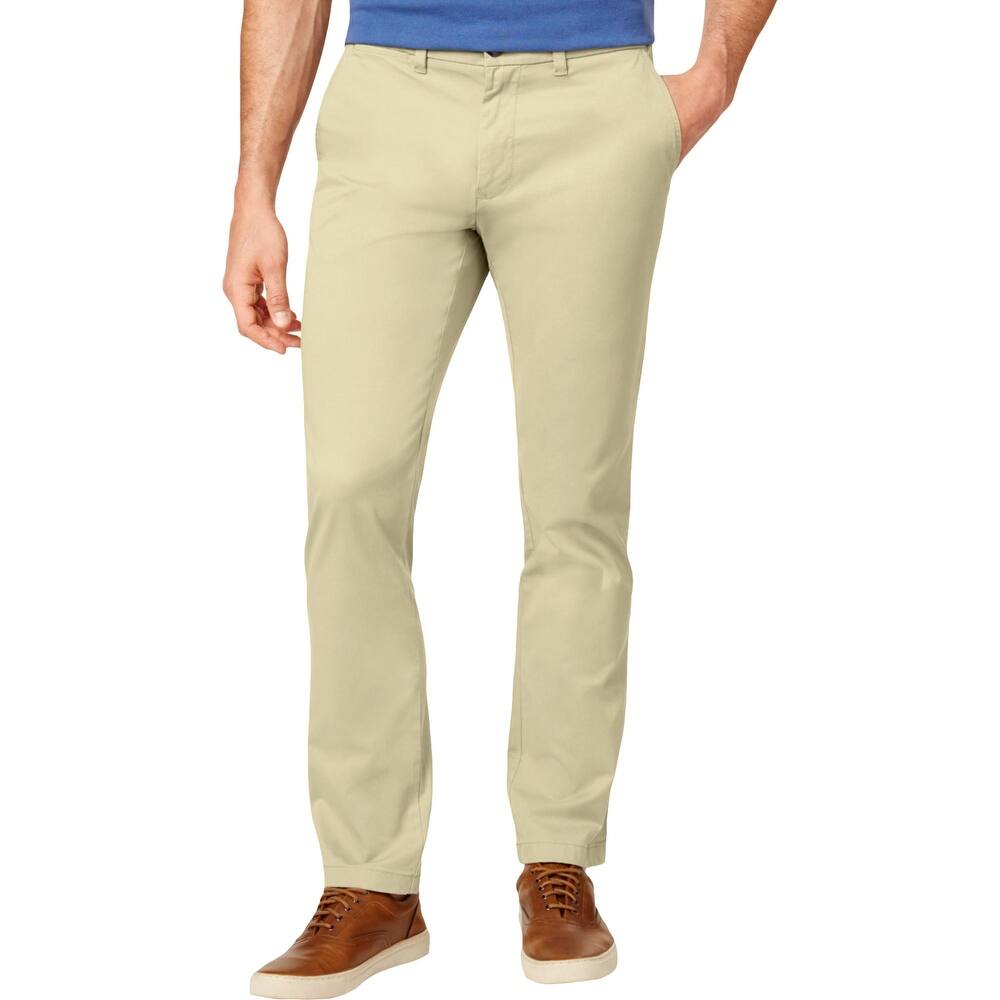 Tommy Hilfiger Mens Cotton Flat Front Tailored Fit Chino Casual Dress Pants