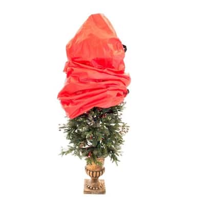 Set of 2 Red and Black Christmas Topiary Storage Bags with Drawstring 36"