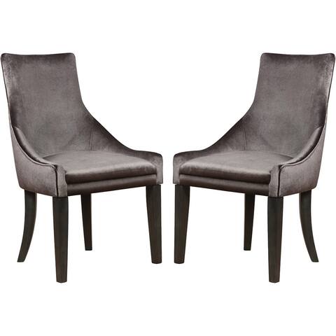 Demi Wing Grey Velvet Upholstered Dining Chairs (Set of 2)