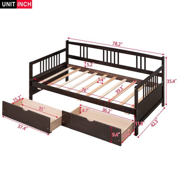 Twin Daybed with Storage Drawers, Pine Wood Frame for Small Spaces
