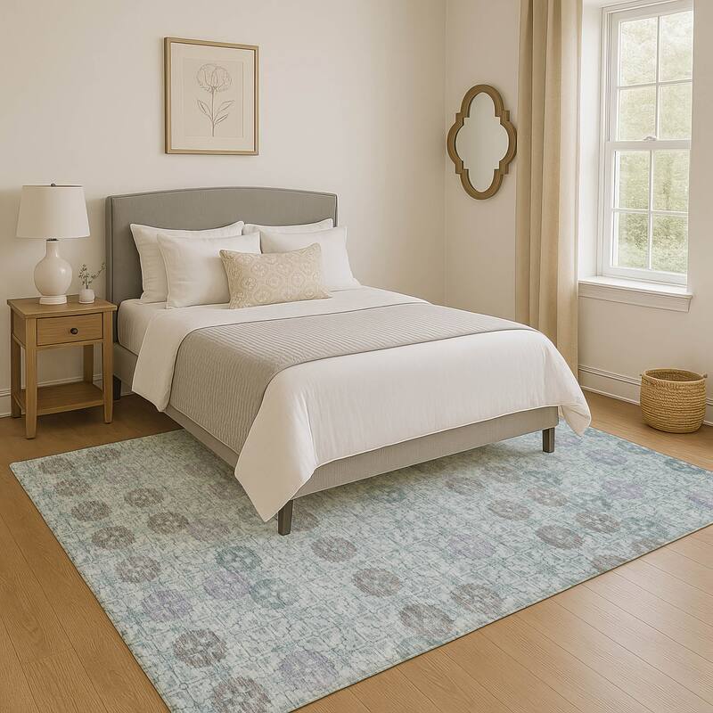 Premium Washable Super Soft Geo Mosaic Mayfield Rug - Teal - 2'6" x 3'10"