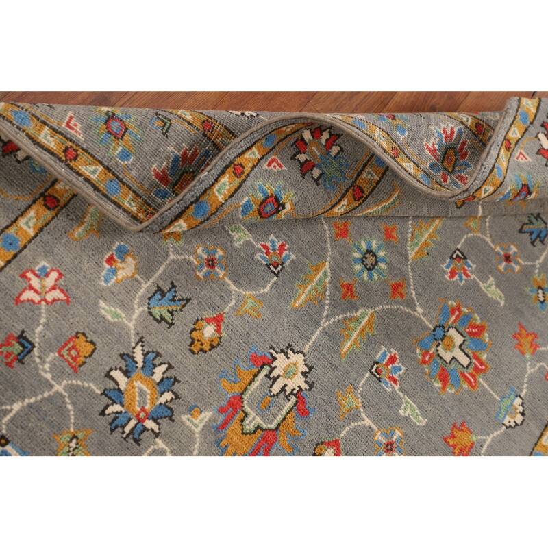 All-Over Gray Oushak Oriental Accent Rug Handmade Wool Carpet - 3'4" x 5'2"