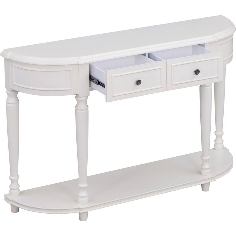 Retro Circular Curved Design Console Table with Open Style Shelf