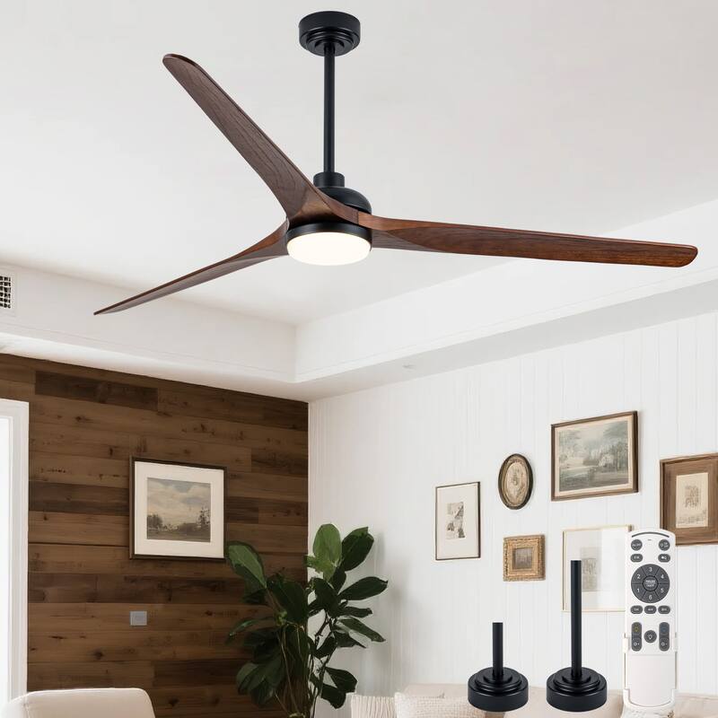 Cusp Barn 72" Outdoor/Indoor Large Black Ceiling Fan with Lights and Remote, Farmhouse Reversible DC Motor Wood Ceiling Fan
