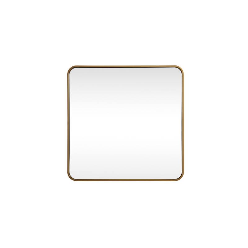 Indigo Home Soft corner metal square mirror 30x30 inch - Brass