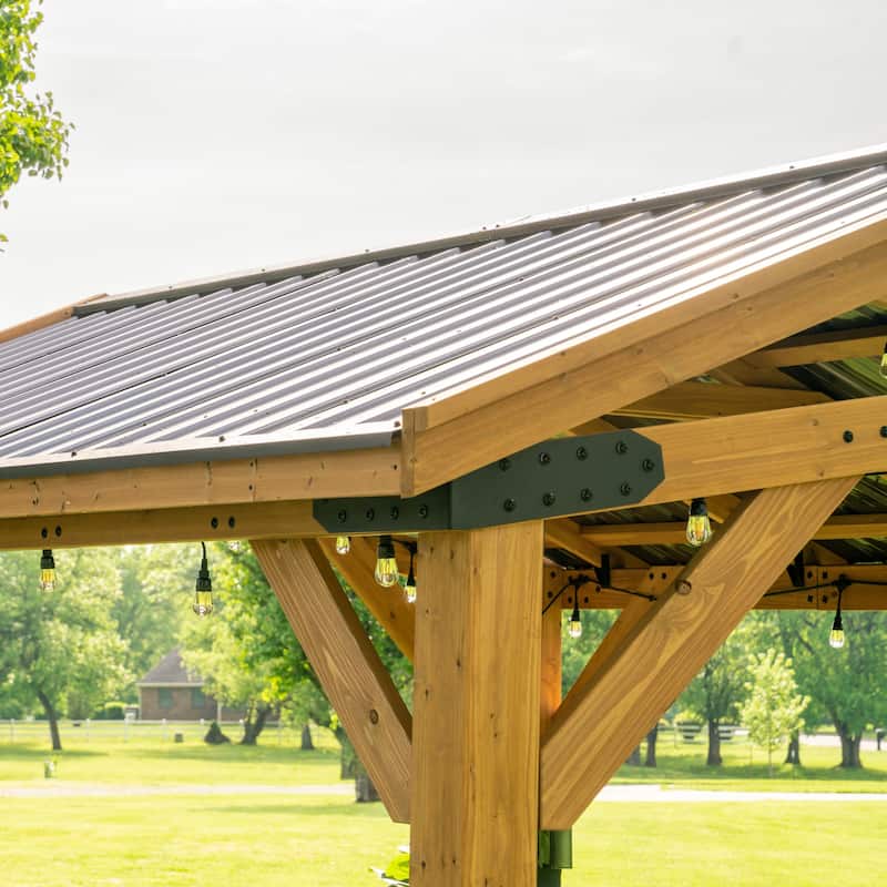 Backyard Discovery Norwood 10x10' Cedar Wood Gazebo with Steel Roof