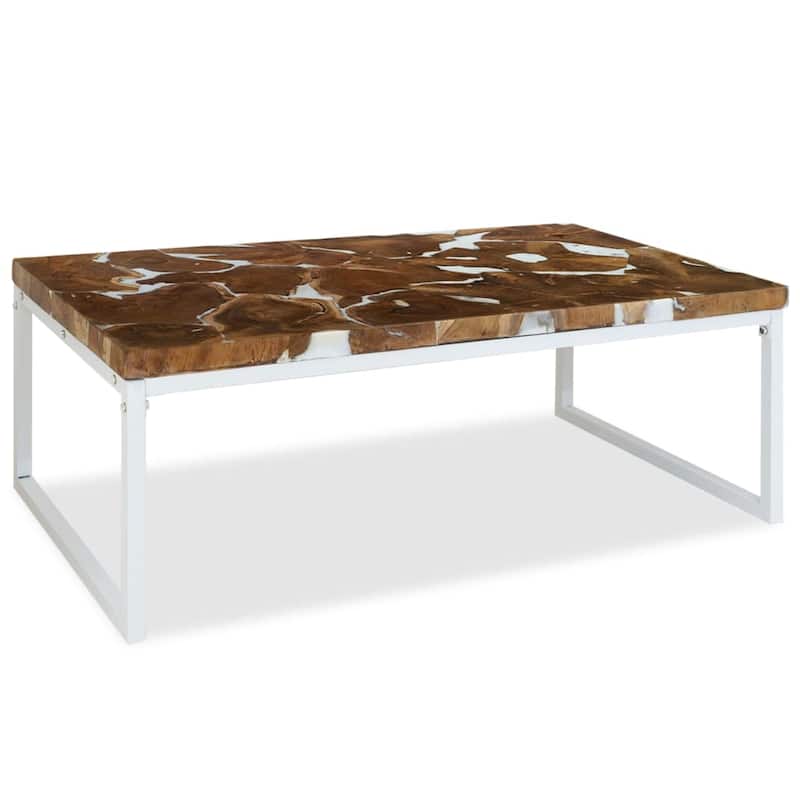 vidaXL Coffee Table End Table Side Table Living Room Furniture Teak Resin - 43.3" x 23.6" x 15.7" (L x W x H)