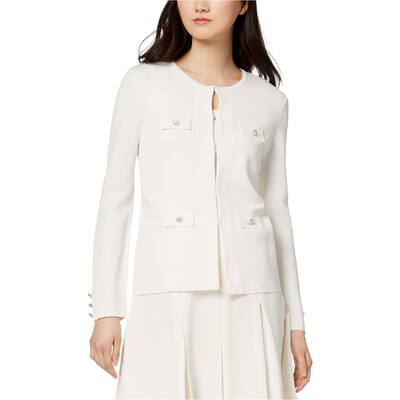 Anne Klein Womens Two Tone Cardigan Sweater, White, Medium