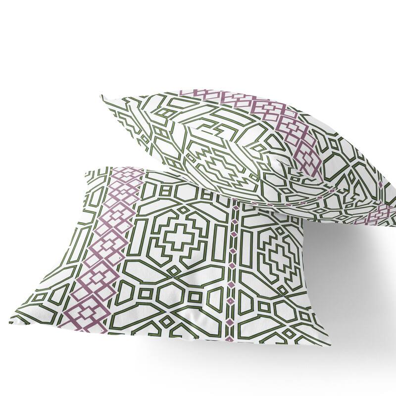 HomeRoots Set of Two 16" X 16" Green and White Blown Seam Geometric Indoor Outdoor Throw Pillow - 16.00' X '16.00' X '5.00