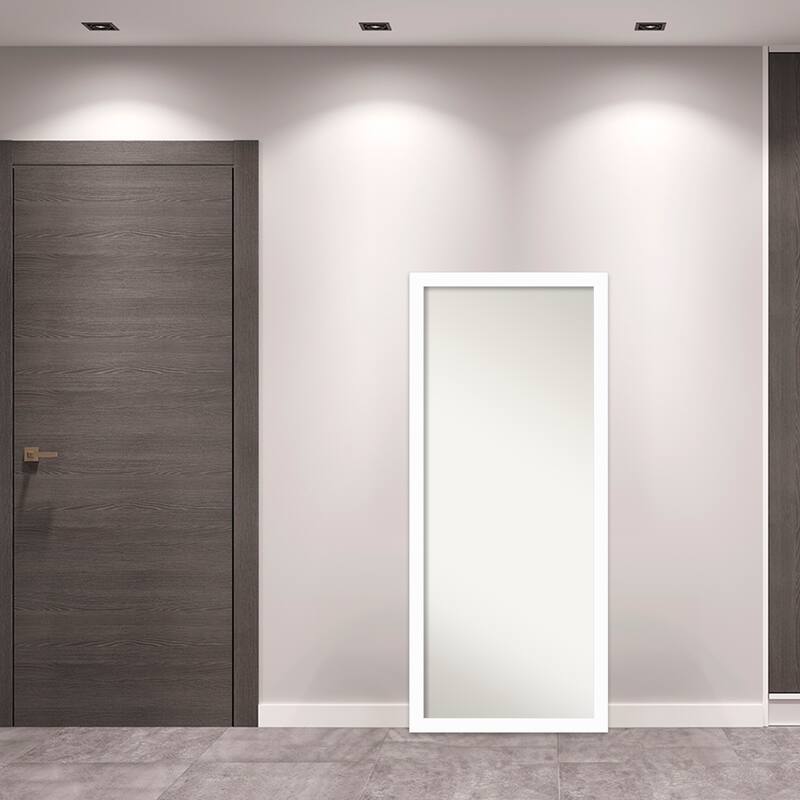 Basic Narrow Non-Beveled Wood Framed Full-Length Floor Leaner Mirror - Glass Size 24x60