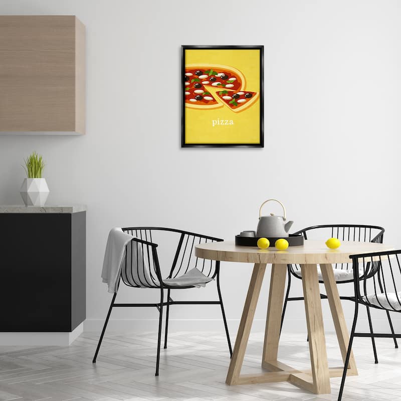 Stupell Delicious Pizza on Yellow Framed Floater Canvas Wall Art Design By Kim Allen