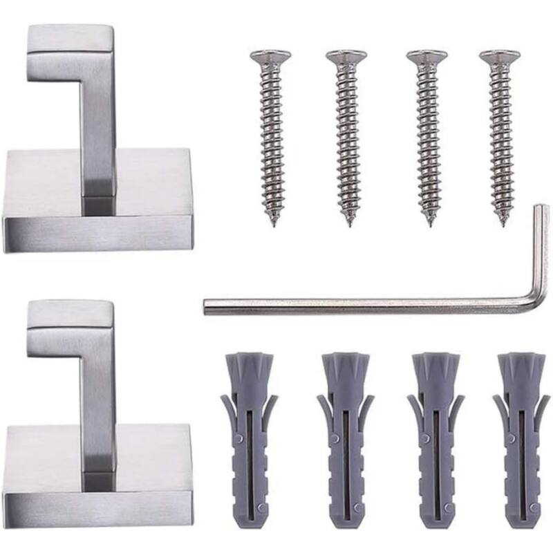 2 Pack Stainless Steel Wall Mounted Towel, Robe, Coat Hooks, Heavy Duty Wall Hooks for Bathroom and Kitchen.