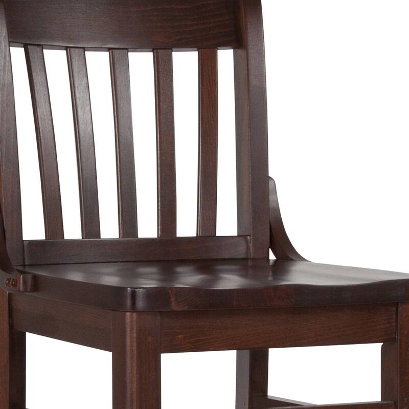 School House Back Wood Restaurant Dining Barstool - 18.5"W x 18.75"D x 44"H