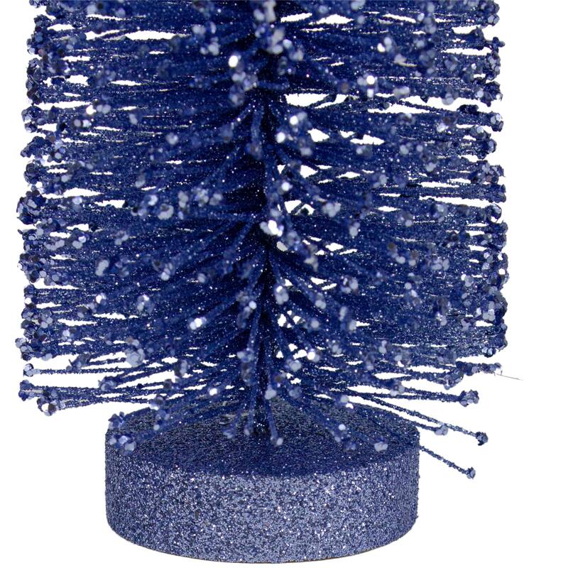 14" Blue Glitter Bottle Brush Sisal Christmas Tree