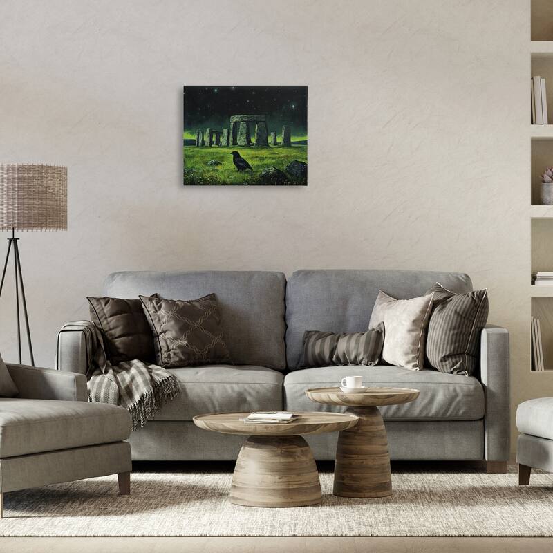 Stupell Crow & Stonehenge at Night Canvas Wall Art Design By Tom Crehan